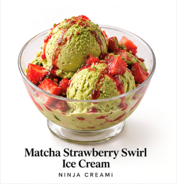 Resep Es Krim Swirl Stoberi Matcha Creami